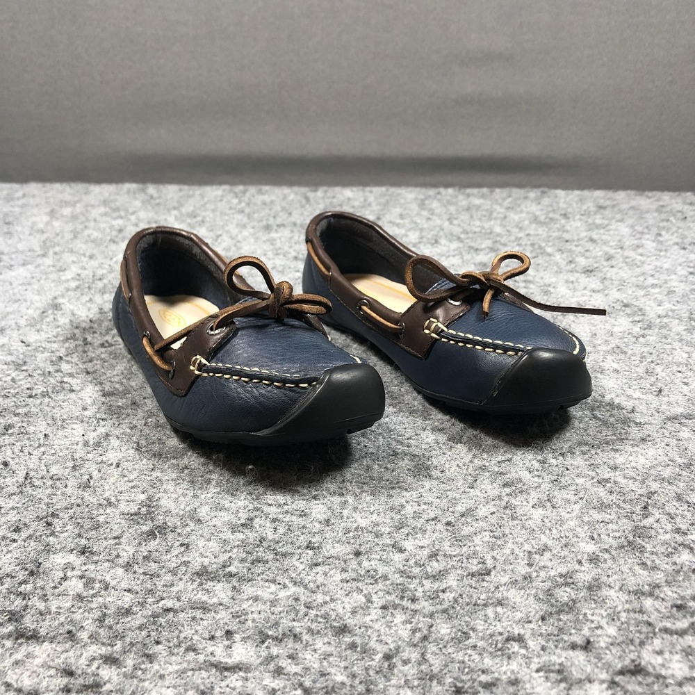 Keen Boat Shoes Womens Size 7 Blue Brown Leather Comfort Slip On Loafers